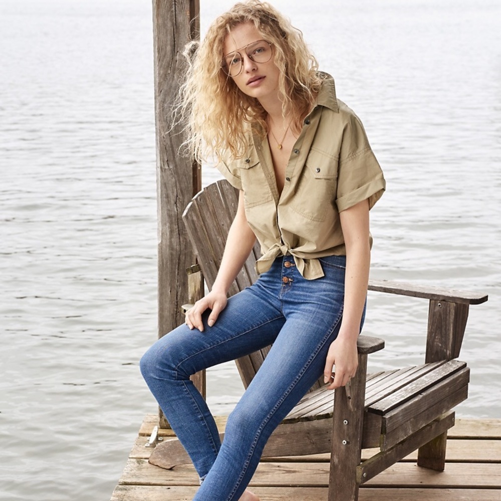 Madewell Embroidery Front Tie Top